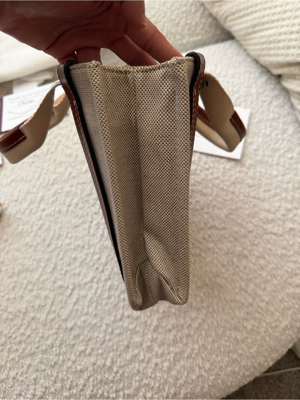 Chloé Beige Canvas and Brown Leather Logo Tote - Picture 3 of 10